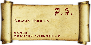 Paczek Henrik névjegykártya
